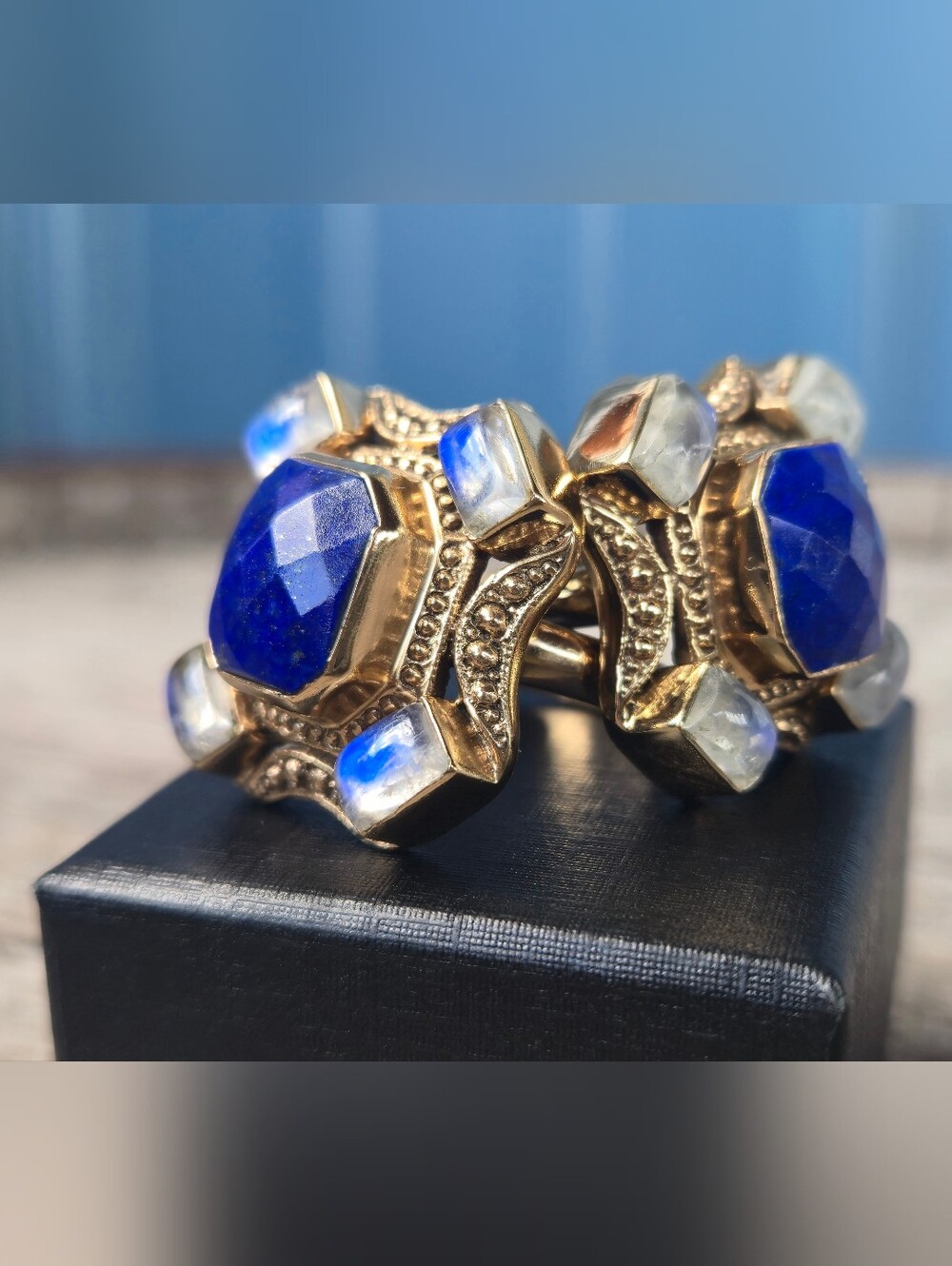 Nicky Butler Designer Lapis Lazuli Moonstone Gold-tone Size 7 OR 9 Ring NWOT NB